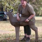 Holly instructing with a deer decoy.