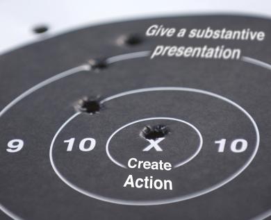 illustration of a target with "create action" at bullseye